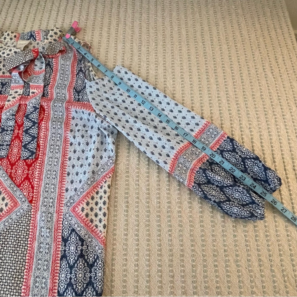 Chico's Patterned Blouse with Bow & Open Shoulder - Long Sleeve - Size: 2 - Picture 7 of 8